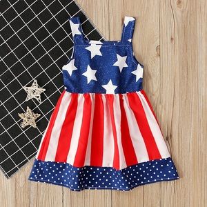 NEW Girls Patriotic American Flag Dress